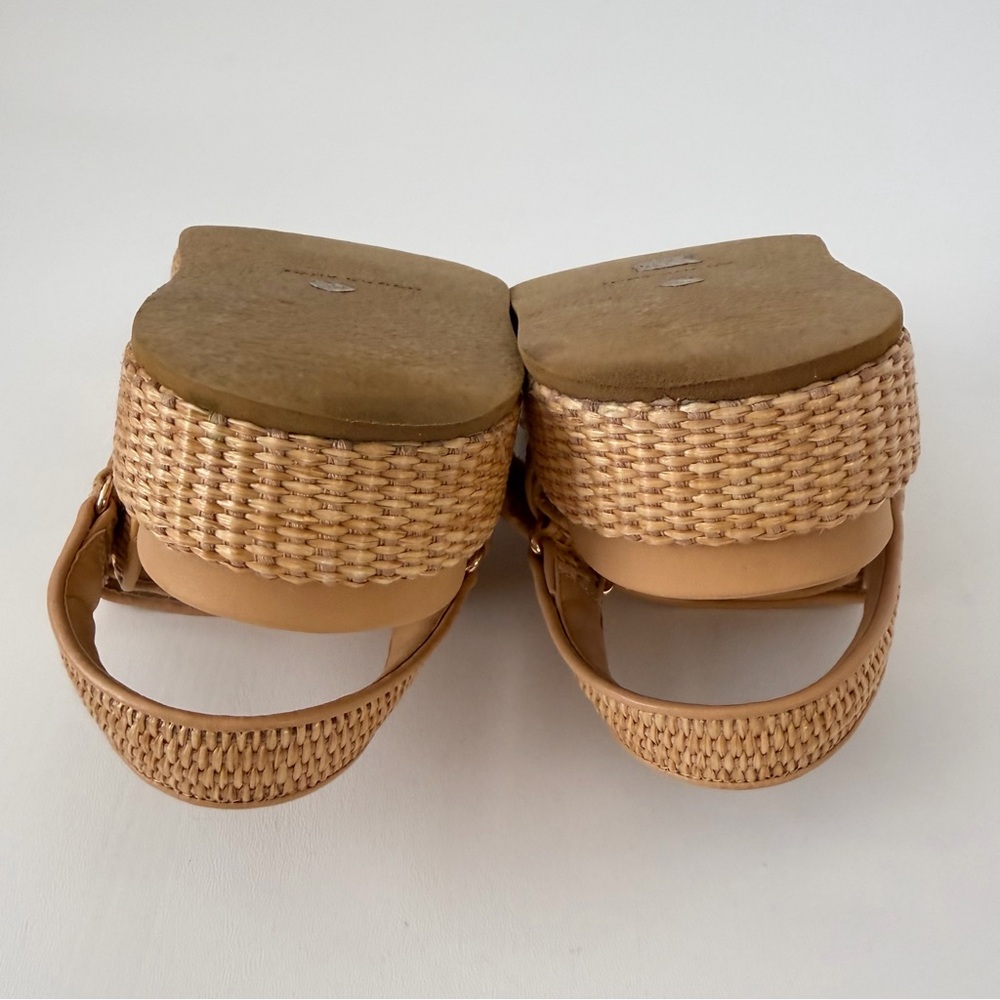 TORY BURCH || Kira Raffia Platform Sport Sandals Double T Logo Resort Summer 8.5 - Picture 12 of 13
